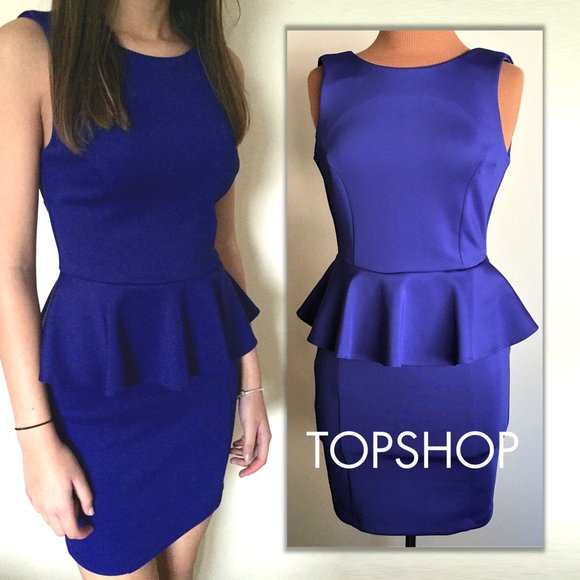 Topshop Dresses & Skirts - TOPSHOP Royal Blue Peplum Bodycon Dress  |  Size 6